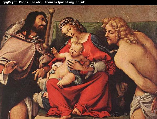 Lorenzo Lotto Madonna with the Child and Sts Rock and Sebastian
